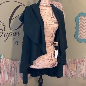 Anthropologie sleeveless cascade cardigan dark BLUE/GREEN  O/S